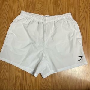 Gymshark White Athletic Shorts with Black Drawstring